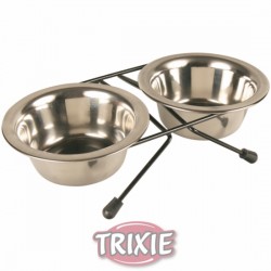 TRIXIE Set Comederos para perro  Acero Inoxodable - 2x0.2 l, ø10 cm