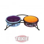 TRIXIE Set Comederos Cerámicos para gato con soporte